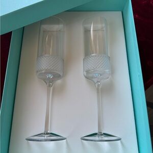 Tiffany & Co. Diamond Point Crystal Champagne Glasses